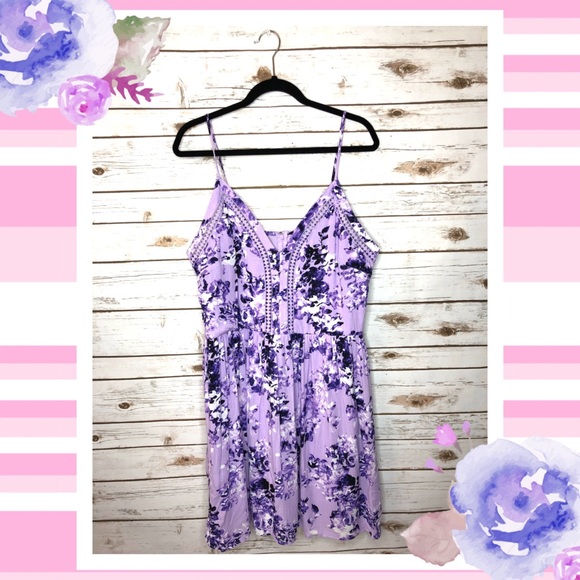 JustFab Dresses & Skirts - JustFab purple floral spaghetti strap dress XXL